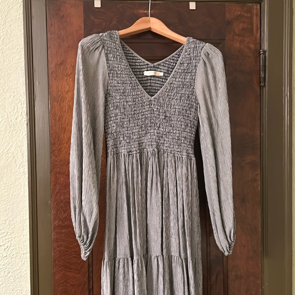 RARE Christy Dawn Dress Aimee Navy Houndstooth long sleeve gingham